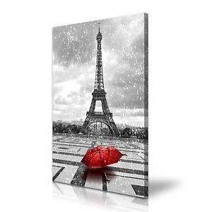 2018 Tower Wall Art Inside Paris Eiffel Tower Rain Red Umbrella Canvas Wall Art Print 50x76cm (View 12 of 15)