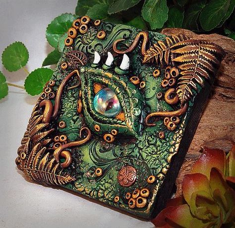 3 Dimensional Wall Art Within Newest Ooak Polymer Clay Dragon's Eye Green & Brown 3 Dimensional Wall Hanging (View 6 of 15)