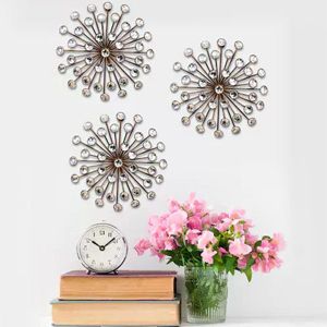 3 Piece Home Decor Jeweled Sunburst Wall Art Set Within Newest Gold And Black Metal Wall Art (View 9 of 15)