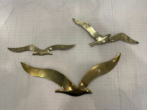 3 X Vintage Mcm Metal Sea Gull Flying Bird Wall Hanging Art Seagull Within Trendy Seagulls Metal Wall Art (View 5 of 15)