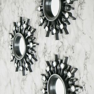 3pc Antique Silver Sunburst Wall Mirrors Round Hanging Wall Art Mirror Pertaining To Fashionable Sunburst Mirrored Wall Art (View 15 of 15)
