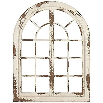 Amazon: Deco 79 98741 Distressed White Wood Arch Window Wall Decor Intended For Newest Distressed Wood Wall Art (View 6 of 15)