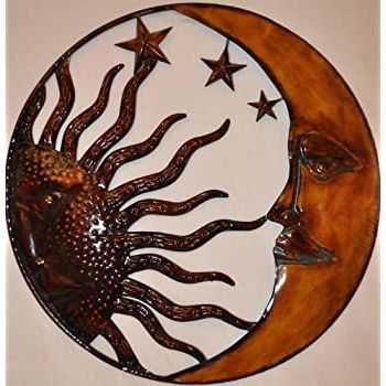 Amazon: Globe Crescent Moon And Sun Celestial Decorative Metal Wall With Recent Polished Metal Wall Art (View 14 of 15)