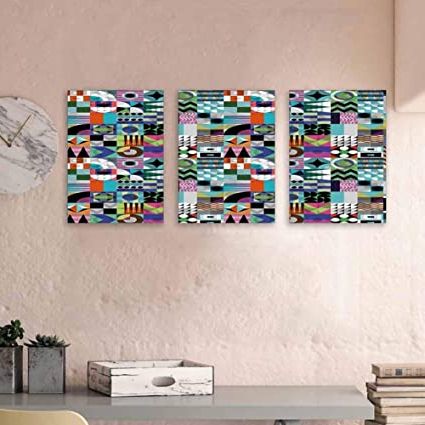 Amazon: Mid Century 3 Piece Canvas Wall Art Mix Of Various Pertaining To Most Popular Square Canvas Wall Art (View 13 of 15)