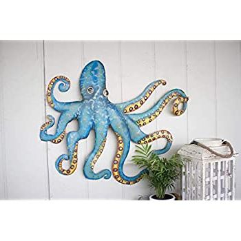 Amazon: Octopus Metal Wall Art, Sea Life Ocean Decor, Ocean Themed Inside Best And Newest Ocean Metal Wall Art (View 7 of 15)