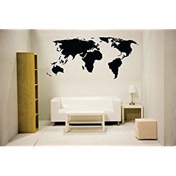 Amazon: Stickerbrand Vinyl Wall Art World Map Of Earth With Pin With Regard To Most Popular Earth Wall Art (View 9 of 15)