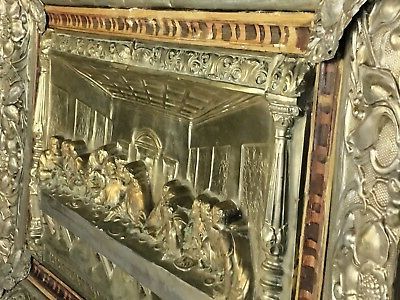 Antique Last Supper Metal Relief Silver Plate Religious Christian Wall With Most Recently Released Black Antique Silver Metal Wall Art (View 7 of 15)