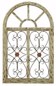 Arched Metal Wall Art Within Well Known Distressed Shabby Rustic Wood Metal Scroll Garden Gate Arched Window (View 8 of 15)