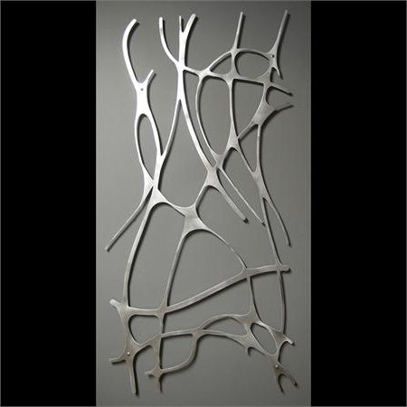 Art Nouveau Web 4 Panel In Brushed Aluminum Wall Sculpture For Well Known Web Wall Art (View 7 of 15)