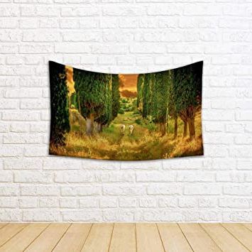 Artzfolio Wild Horses Amongst High Tuscan Cypress Trees Canvas Fabric Inside Most Popular Cypress Wall Art (View 4 of 15)