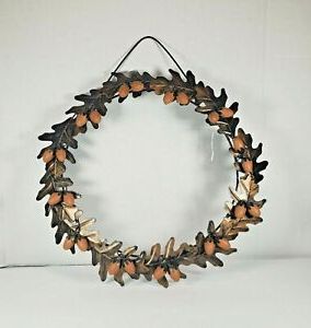 Autumn Metal Wall Art Pertaining To Most Up To Date Black Metal Wreath With Leaves With Acorns, Fall Home Decor, Home Wall (View 12 of 15)