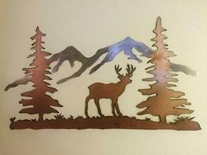 Best And Newest Hunting Home Decor Deer Trees Forest Mountains Metal Wall Artwork Within Looping Metal Wall Art (View 12 of 15)
