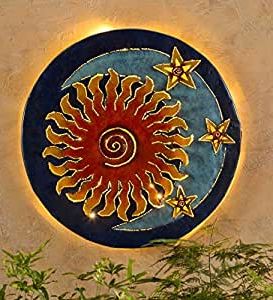 Best And Newest Moonlight Wall Art Regarding Amazon : Wind&weather Handcrafted Glowing Sun And Moon Metal Wall (View 1 of 15)