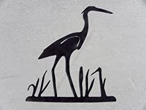 Birds Metal Wall Art In Well Known Amazon: Heron, Crane, Egret Bird In Reeds Silhouette Metal Wall Art (View 3 of 15)