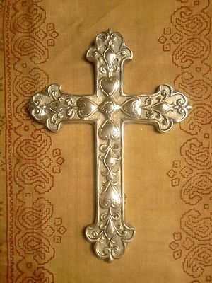 Black Antique Silver Metal Wall Art With Regard To Most Current Mexican Pewter Cross Antique Silver Tone Metal Large Wall Hanging (View 10 of 15)