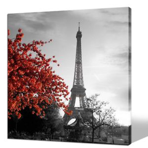 Black Eiffel Tower And Red Flower Canvas Prints Wall Art Picture Framed Throughout Well Known Tower Wall Art (View 11 of 15)