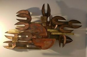 Bronze Metal Wall Sculptures Intended For Preferred Huge Mid Century Abstract Brutalist Metal Wall Sculpture Torch Art (View 10 of 15)
