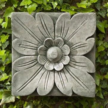 Campania International Square Flower Cast Stone Outdoor Wall Art Inside Famous Square Wall Art (View 6 of 15)