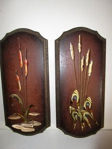 Cattails Wall Art Intended For Well Known 2 Mid Century Brass Copper Wall Decor Sculptures With Wheat Sheaves (View 5 of 15)