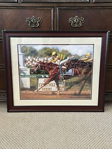 Charismatic 1999 Kentucky Derby Winner Framed Artist Signed Print Throughout Well Liked Derby Wall Art (View 10 of 15)