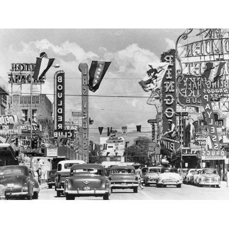 City Street Wall Art Inside 2017 Various Casino Signs Along Las Vegas Street Black And White Vintage (View 5 of 15)