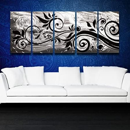 Coins Brass Metal Wall Art With Regard To Well Known Amazon: "whispering Wind, Black And Silver" Modern Contemporary (View 2 of 15)