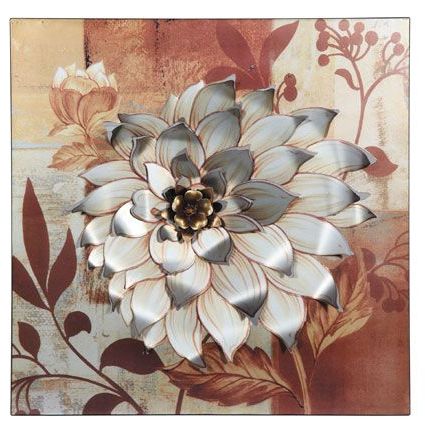 Contemporary 'Flower On Printed Panel' Metal Wall Art Ref: Pc71202 An For Most Up To Date Bronze Metal Wall Sculptures (View 1 of 15)