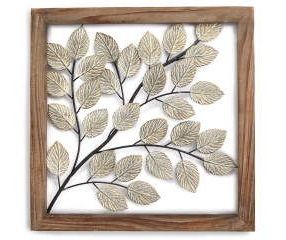 Cream Leaves Framed Metal Wall Decor – Big Lots (View 2 of 15)