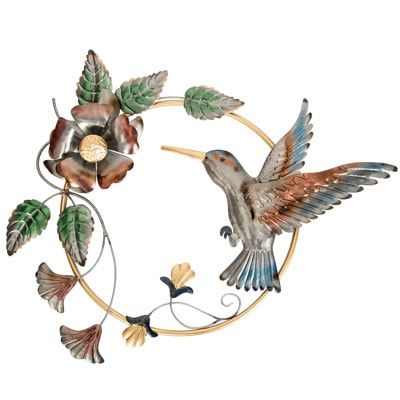 Crestview Bloom Wall Art For Most Popular Metal Hummingbird And Flower Wall Decor – Globe Imports (View 8 of 15)
