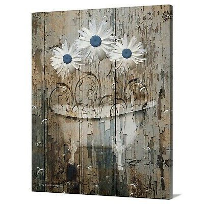 Crestview Bloom Wall Art In Current Brown Blue Daisy Flower Rustic Bathroom Canvas Home Decor Wall Art (View 11 of 15)