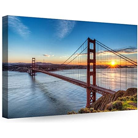 Current Bridge Wall Art With Amazon: My Easy Art  San Francisco Wall Art Decor Famous Golden (View 1 of 15)