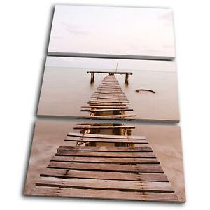 Current Pier Wall Art With Old Sea Pier Sunset Seascape Treble Canvas Wall Art Picture Print Va (View 11 of 15)