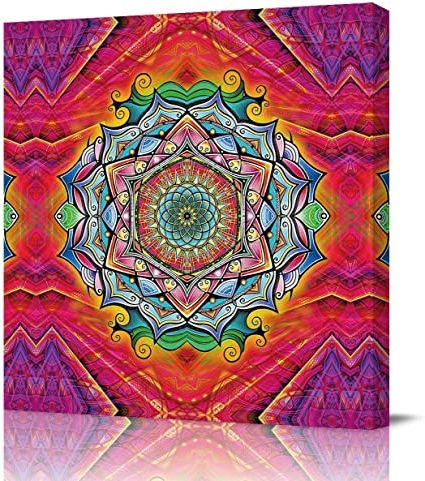 Current Square Canvas Wall Art Intended For Amazon: Bifullis Square Canvas Wall Art Mandala Colorful Mandala (View 1 of 15)