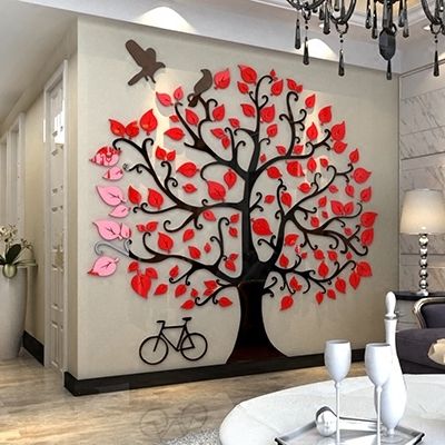 Current Three Dimensional Wall Stickers Tree Modern Home Decor Living Room Tv Throughout Dimensional Wall Art (View 11 of 15)