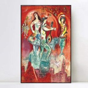 Dancing Wall Art Within Best And Newest Framed Canvas Giclee Print Art Dancing On The Castlemarc Chagall (View 6 of 15)