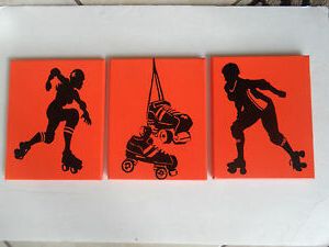 Derby Wall Art In Widely Used Roller Derby Blocker Jammer Roller Skates Painted Canvas Wall Art – Set (View 7 of 15)