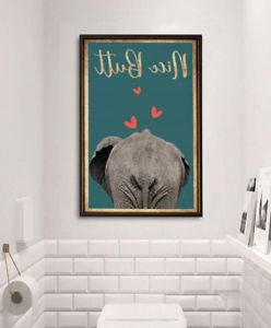 Elephant Nice Butt Funny Gift Bathroom Wall Decor Retro Vintage Within Well Known Fun Wall Art (View 4 of 15)