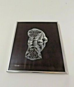 Etched Metal Wall Art Regarding Latest Vintage 1970'S Kitten Cat Reflection Rudy Droguett Wall Art Etching (View 8 of 15)