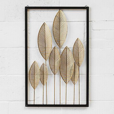 Extra Large 85Cm Gold Leaf Metal Wall Art Hanging Leaves Decoration 3D In Recent Gold And Silver Metal Wall Art (View 3 of 15)