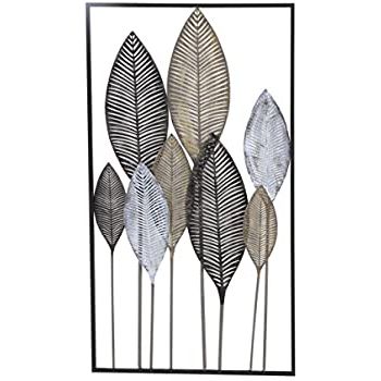 Famous Amazon: Deco 79 65649 Metal Leaf Wall Decor, 37" X 20", Black/white Throughout Leaf Metal Wall Art (View 9 of 15)