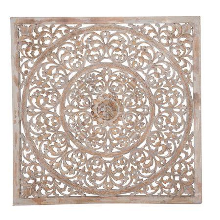Famous Decmode Rustic 48 X 48 Inch Square Brown Wood Ornate Wall Decor Image 2 Pertaining To Square Wall Art (View 5 of 15)