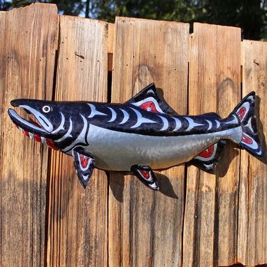 Famous Fish Wall Art Throughout Hand Made Chinook Salmon Sculpture – Aluminum Metal Fish Tribal Wall (View 3 of 15)