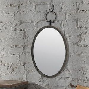 Famous Metal Mirror Wall Art Pertaining To Stonebriar Oval Rustic Bronze Metal Mirror With Rivet Detail & Hanging (View 5 of 15)