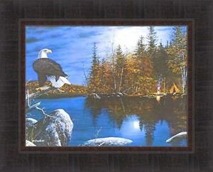 Famous Reflectionsjim Hansel Eagle Camping Lake Canoe Moon 17X21 Framed Regarding Reflection Wall Art (View 5 of 15)
