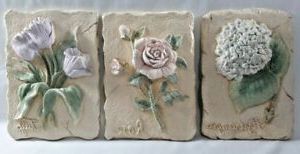 Famous Set 3 Cast Resin 3D Flower Wall Plaques Tulip Rose Hydrangea Wall Art Inside Crestview Bloom Wall Art (View 7 of 15)