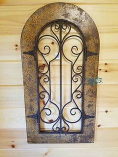 Fashionable Arched Metal Wall Art With Regard To Old World Antique Rustic Scrolling Arched Window Wood Metal Wall Panel (View 3 of 15)