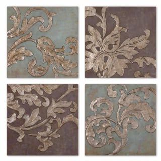 Fashionable Damask Wall Art Regarding Uttermost 35223 Artwork Reproduction Damask Relief Blocks Set Of 4 Wall (View 5 of 15)