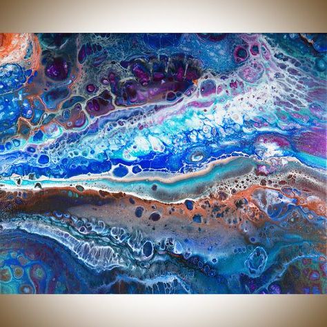 Father'S Day Gift Acrylic Fluid Art Acrylic Pour 16 X 20 Original Art Throughout Newest Fluid Wall Art (View 7 of 15)