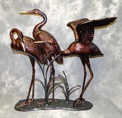 Favorite Bronze Metal Wall Sculptures For Egret Trio Metal Sculpture – Globe Imports (View 9 of 15)