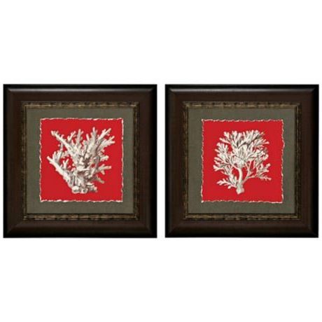 Favorite Square Wall Art With Set Of 2 Coral I/Iv 22" Square Framed Wall Art – #V (View 4 of 15)